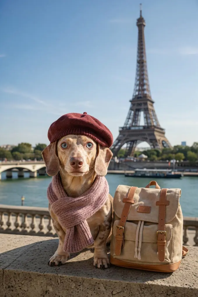 Un perro de postal en París — una escena pedida a medida